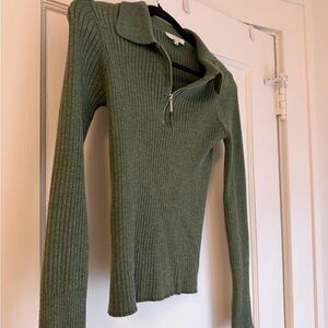 Z-Supply Ribbed Half-Zip Olive Green Women's Sweater